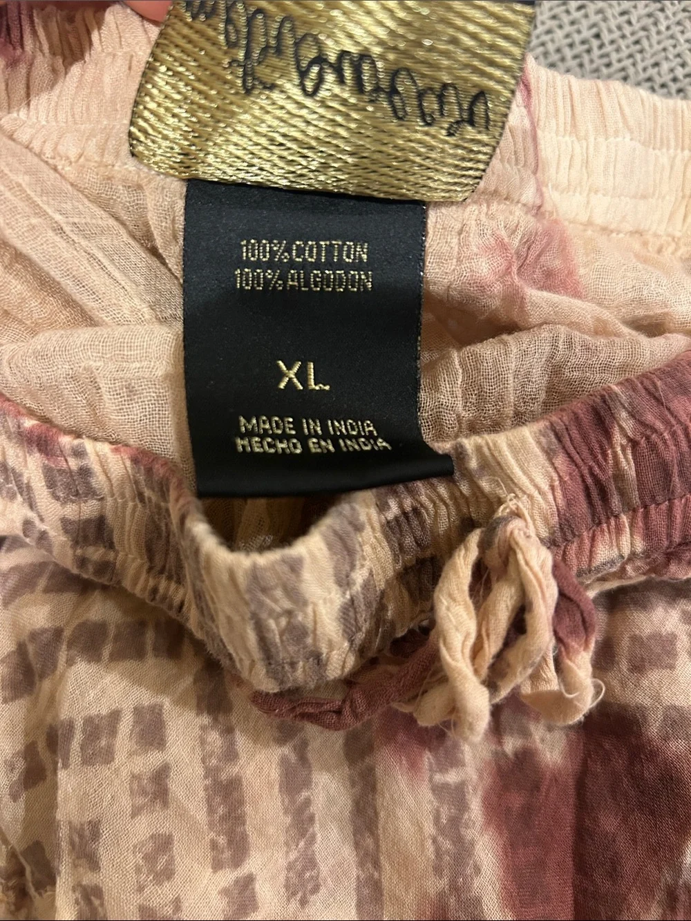 100% cotton! Boho Tie-Dye Cream and Mauve Crinkle Maxi Skirt